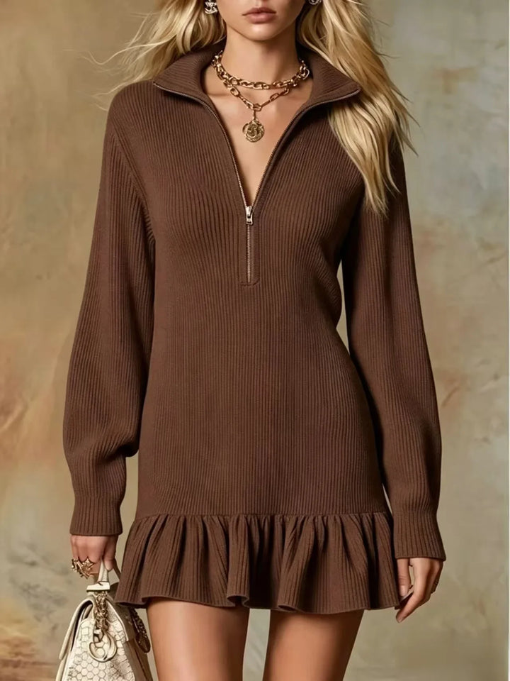 Roman Half Zip Knit Mini Dress