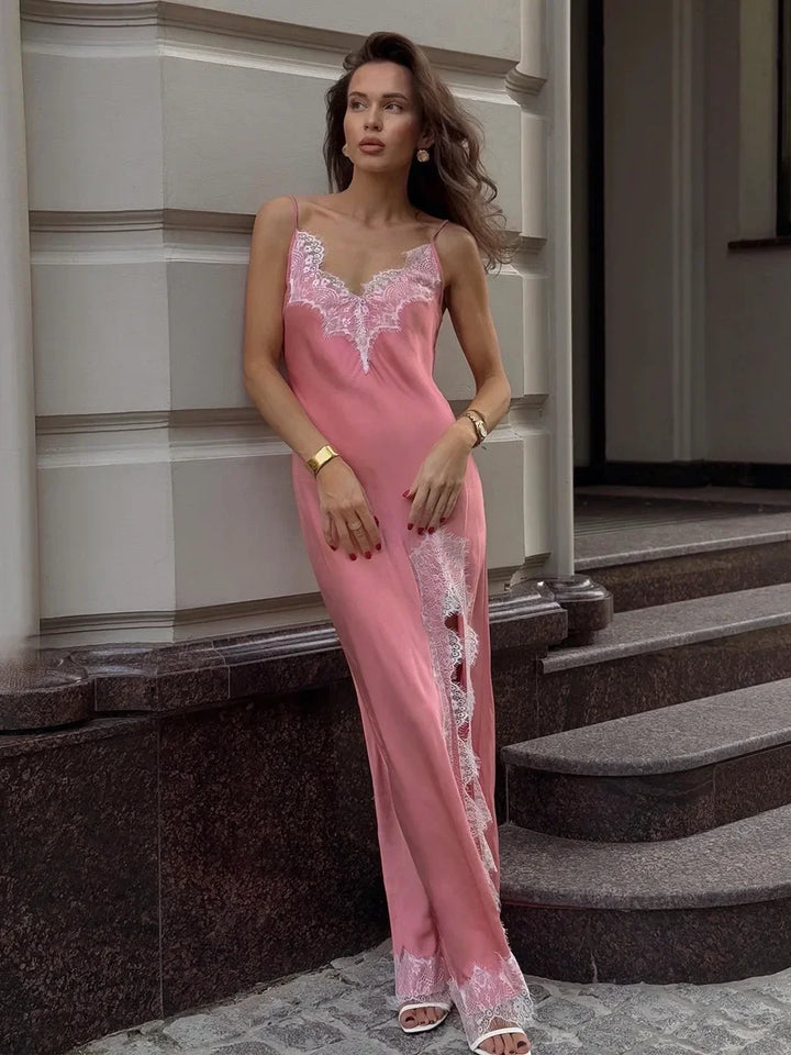 Martha Satin Lace Maxi Dress