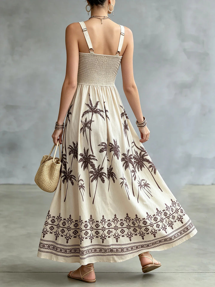 Savannah Palm Print Midi Dress