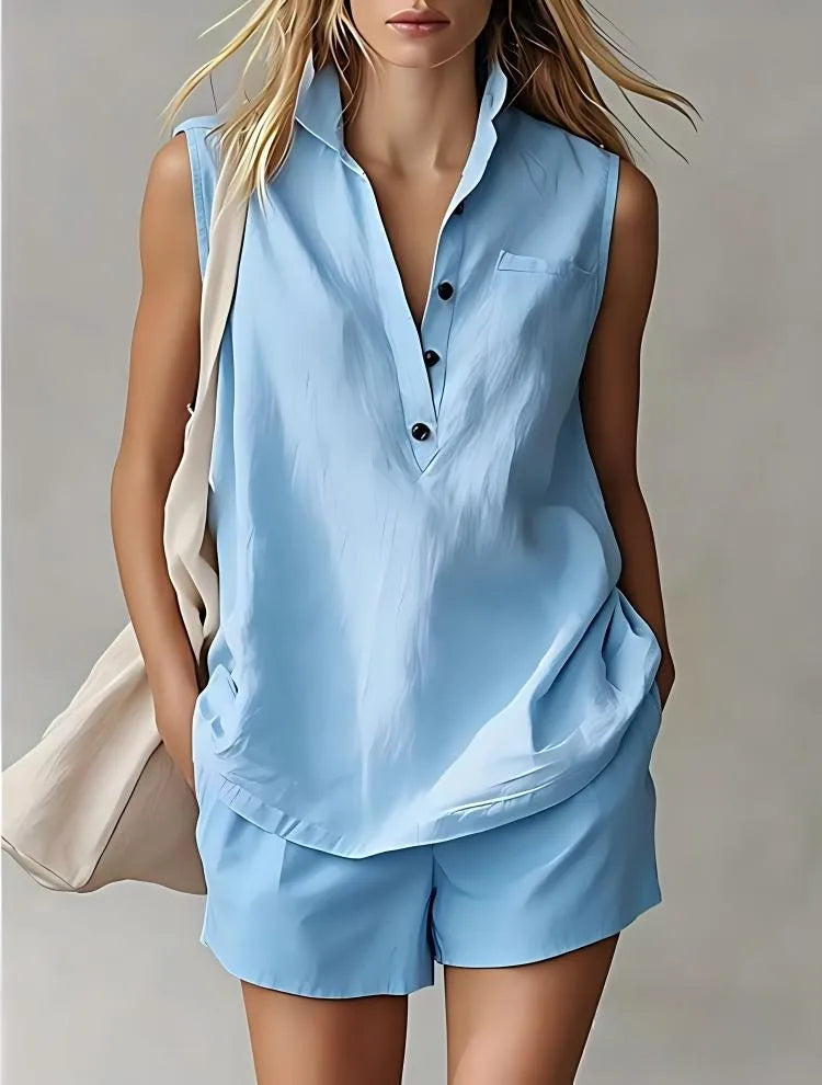 Saria Breathable Cotton Linen Shorts Set