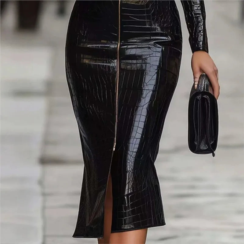 Adele Front Zip Midi Dress
