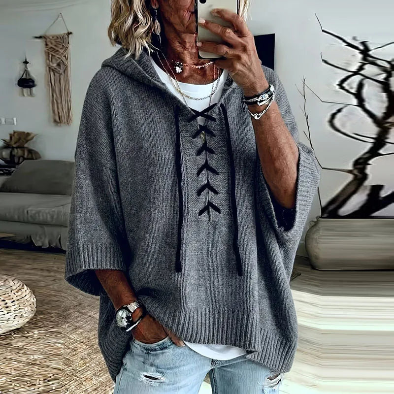 Mollie Lace Up Hooded Pullover