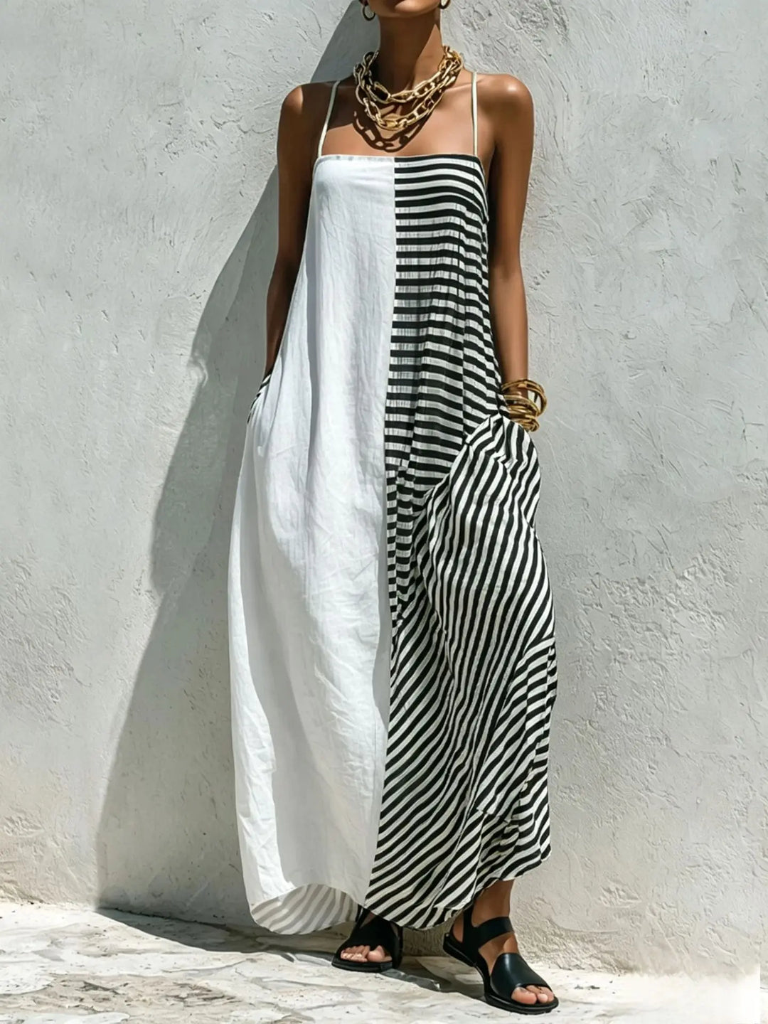 Diane Casual Striped Maxi Dress