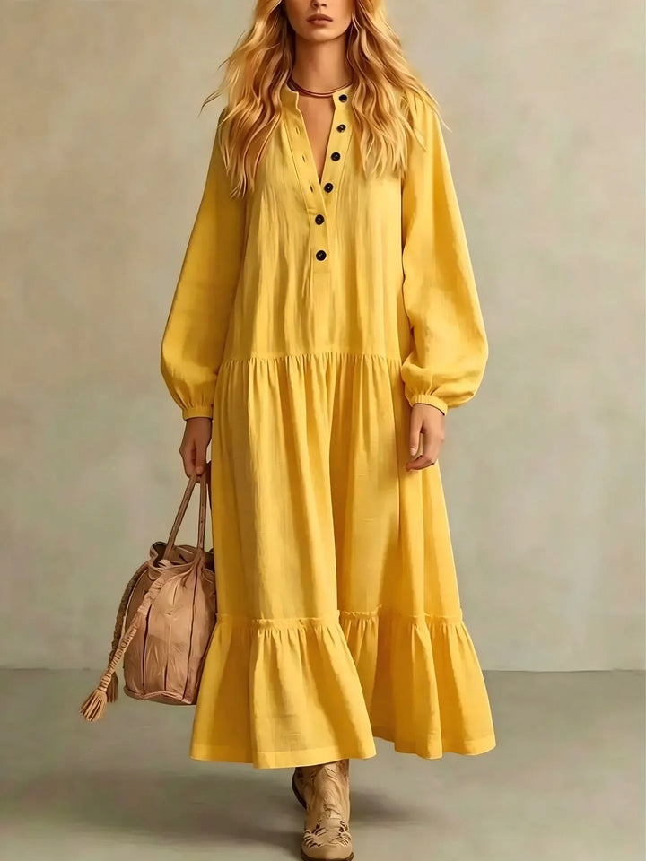 Mia Button Front Tiered Maxi Dress