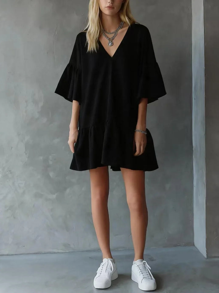 Soliana Lightweight V Neck Mini Dress