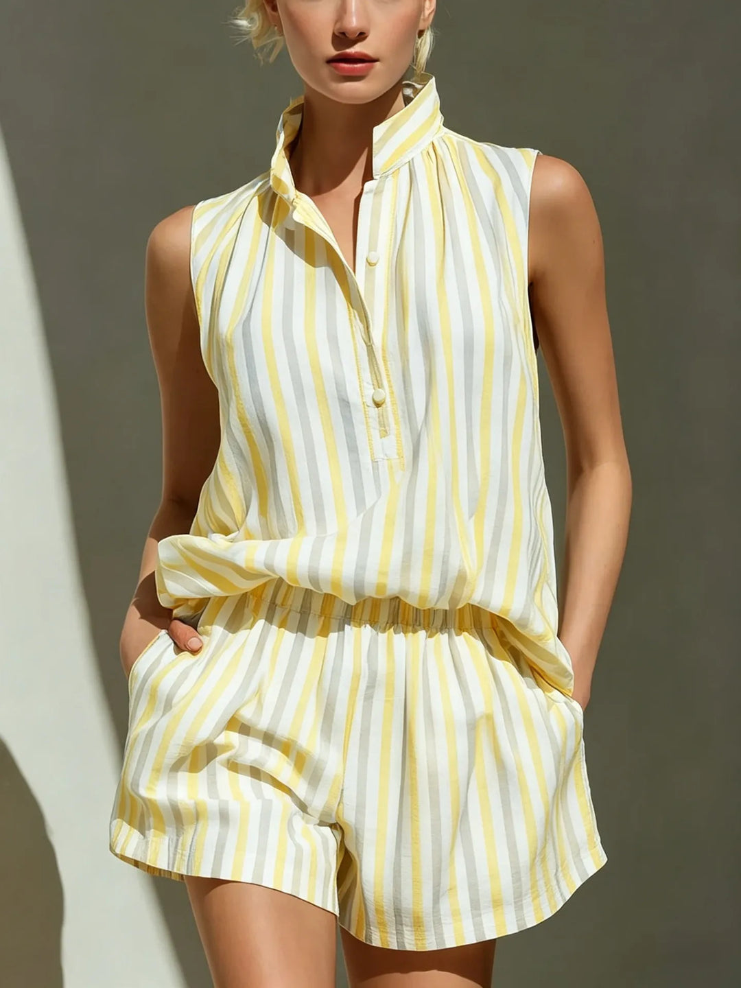 Araminta Striped Vest And Shorts Co-Ord Set