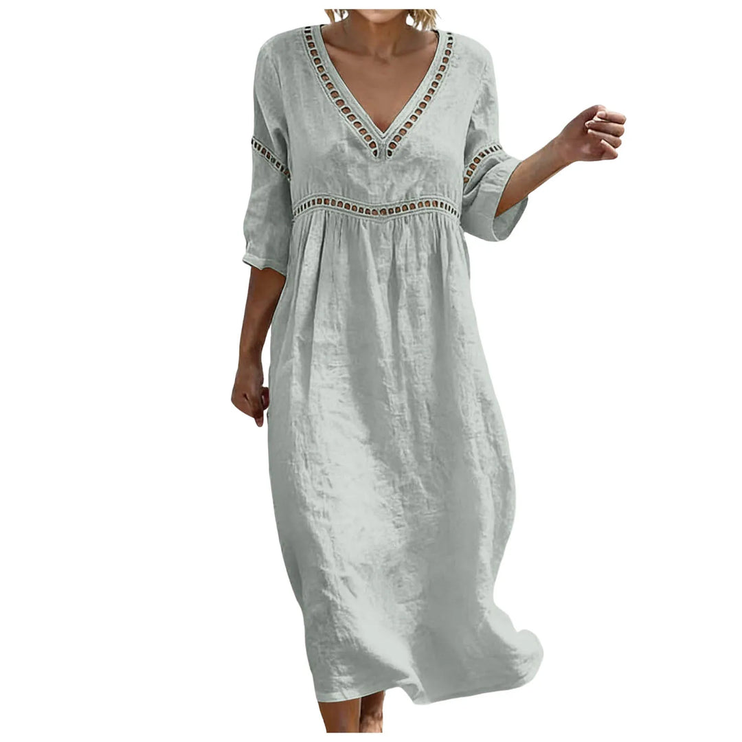 Polina Embellished V Neck Boho Maxi Dress