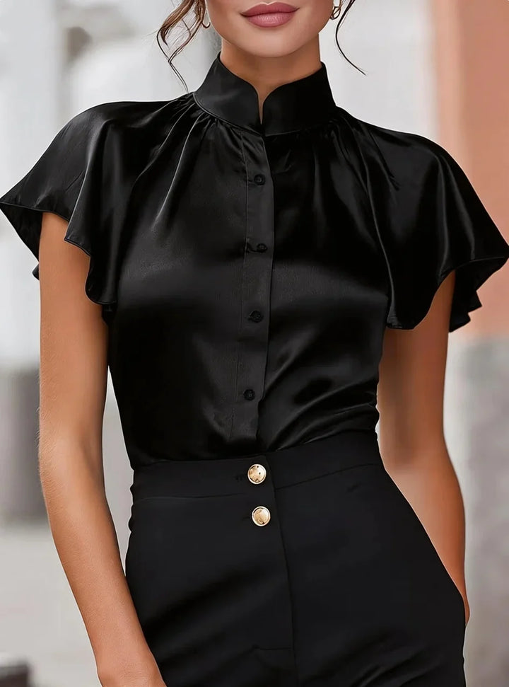 Eloise Satin Ruffle Blouse