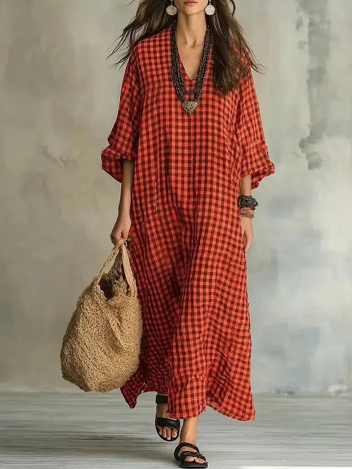 Mikayla Relaxed Plaid Maxi Dress
