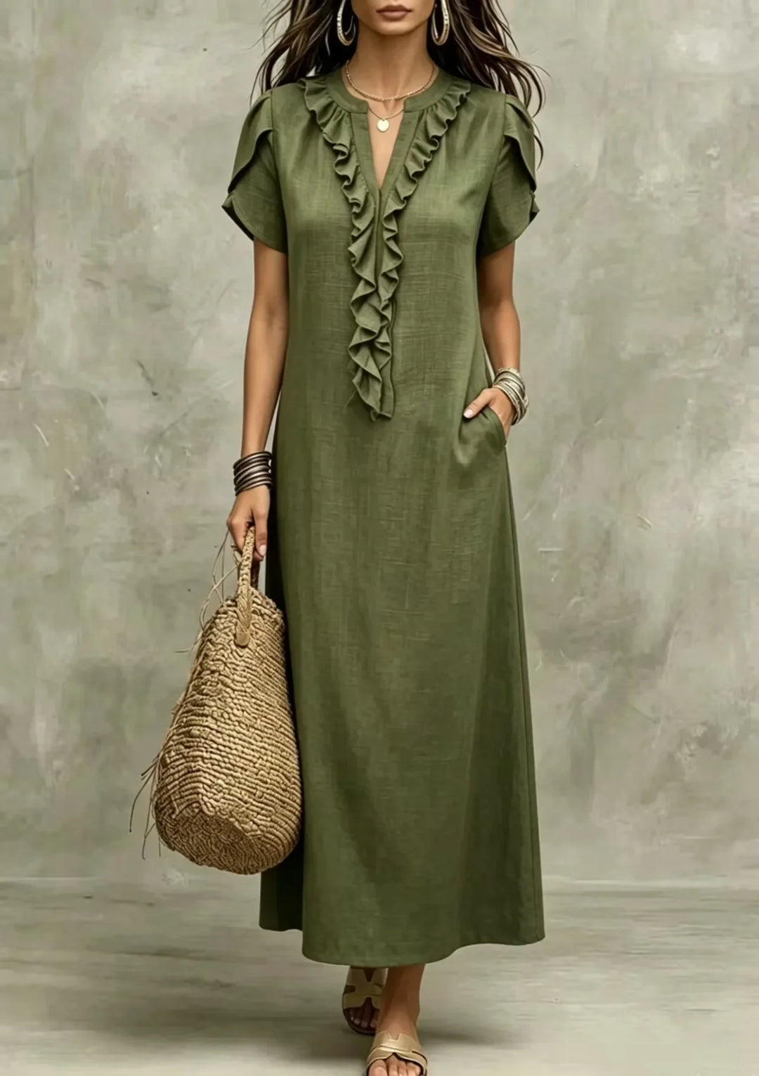 Evelyn Relaxed Ruffle Maxi Dress