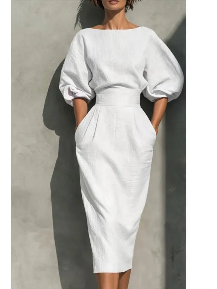 Everly Elegant Linen Midi Dress