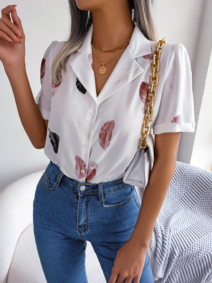 Angel Feather Print Blouse