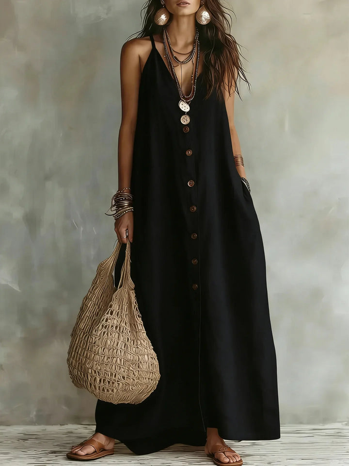 Sereia Breathable Sleeveless Linen Maxi Dress