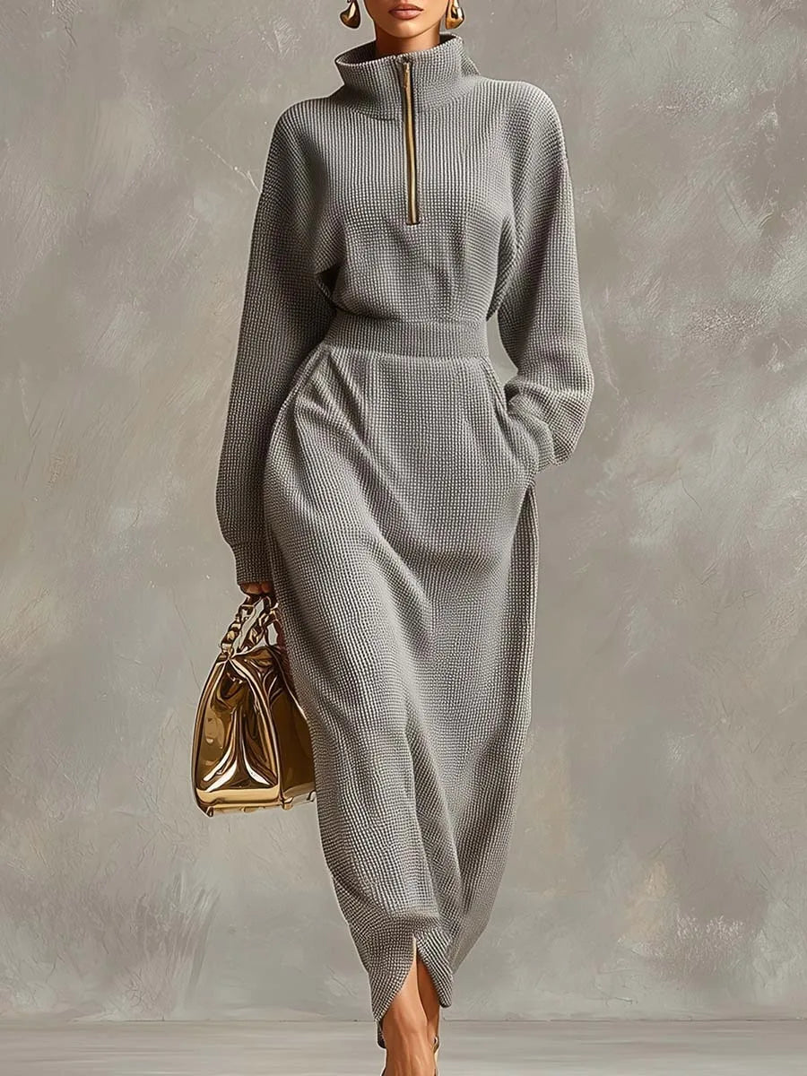 Orlena Elegant Zip Maxi Dress