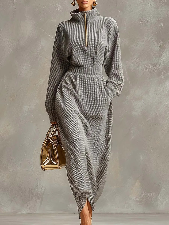 Orlena Elegant Zip Maxi Dress