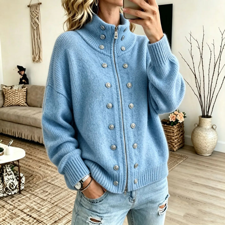 Ermine Button Front Cardigan