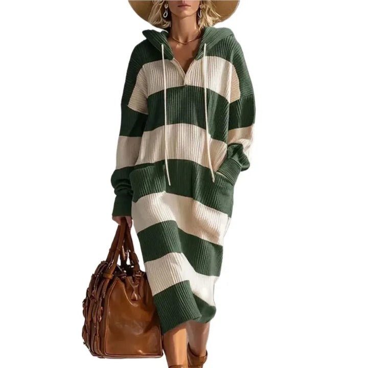 Solveig Striped Knit Hooded Dress