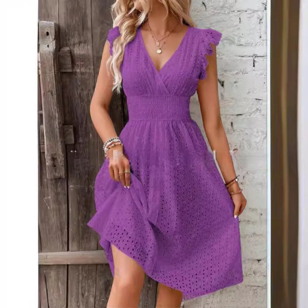 Elvire Flutter Sleeve Midi Dress