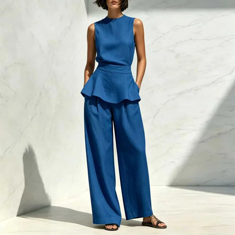 Florina Sleeveless Wide Leg Pants Set
