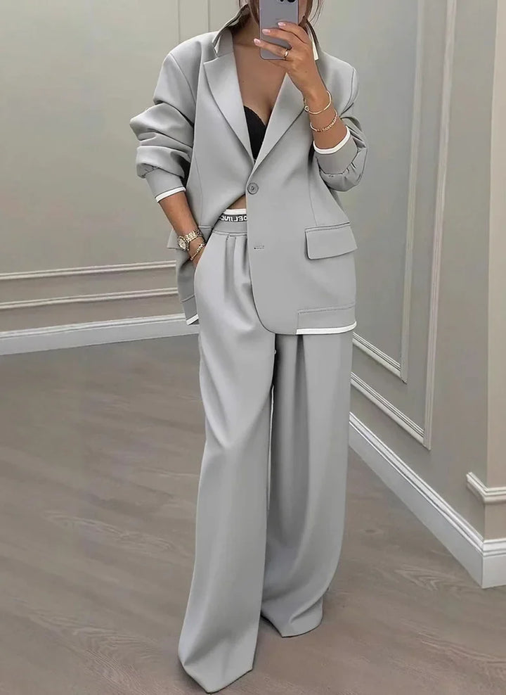 Cassandra Contrast Trim Pant Suit