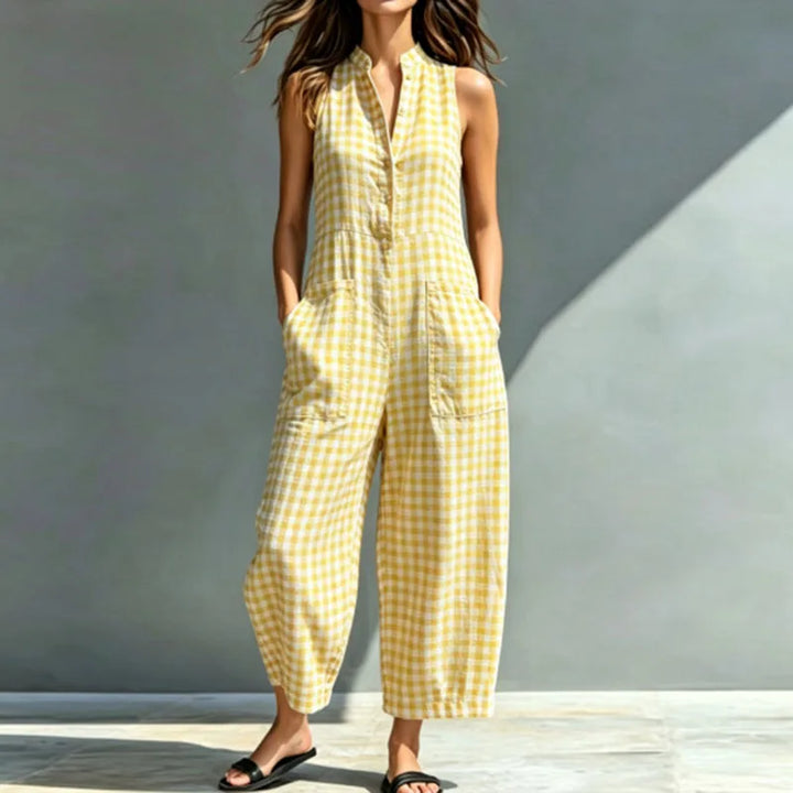 Arielle Plaid Wide Leg Jumpsuit