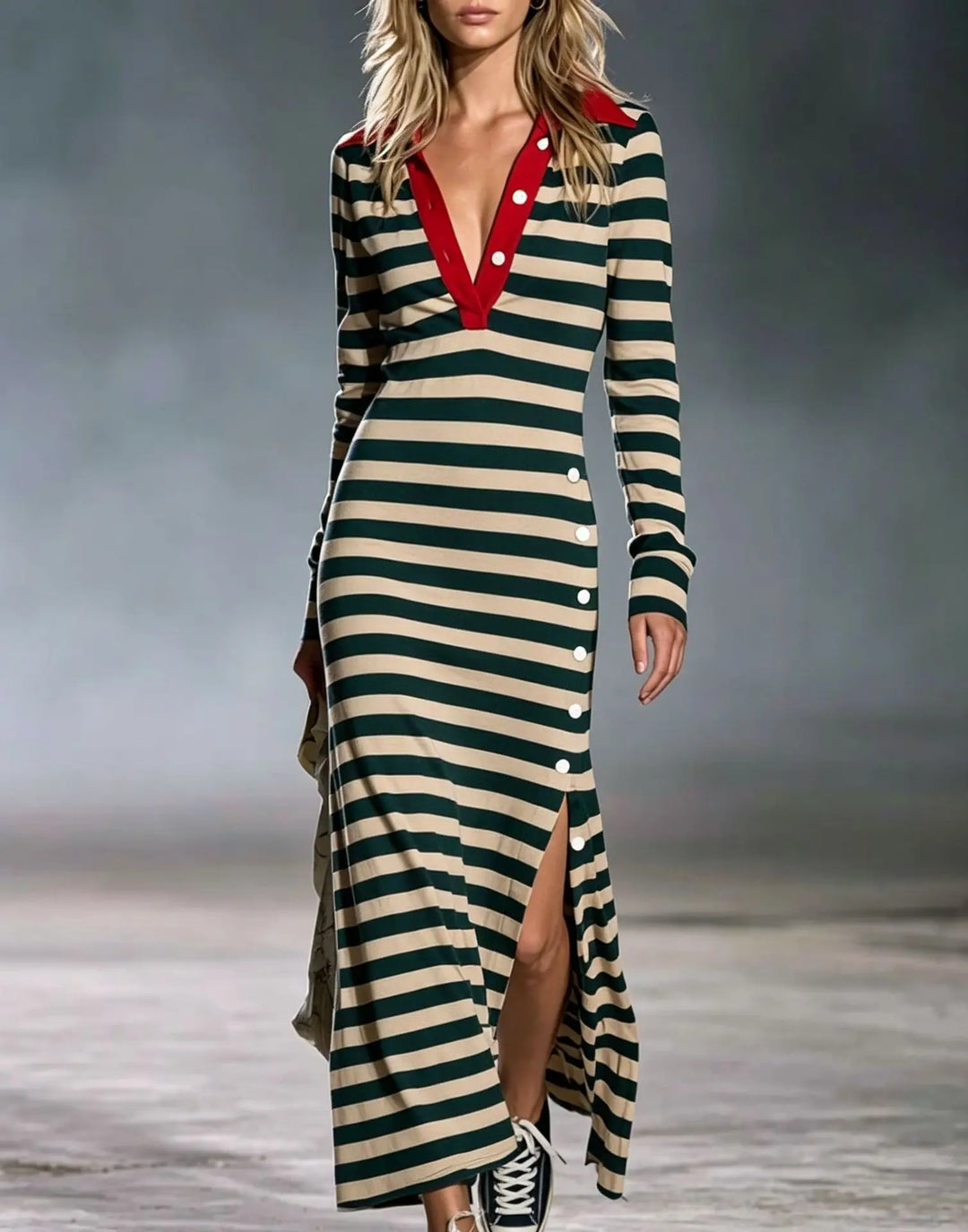 Cecila V Neck Stripe Dress