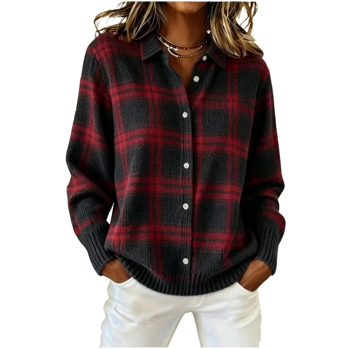 Elisabetta Plaid Button Cardigan