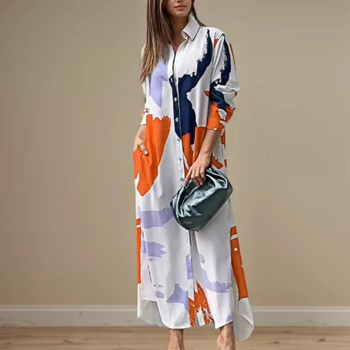 Alina Abstract Shirt Maxi Dress