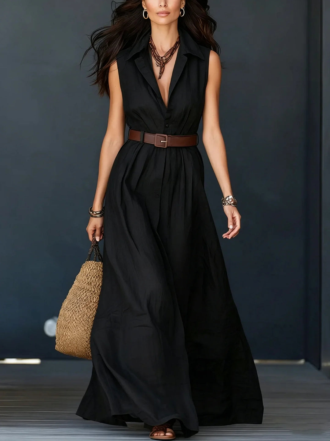 Madison Elegant Maxi Shirt Dress