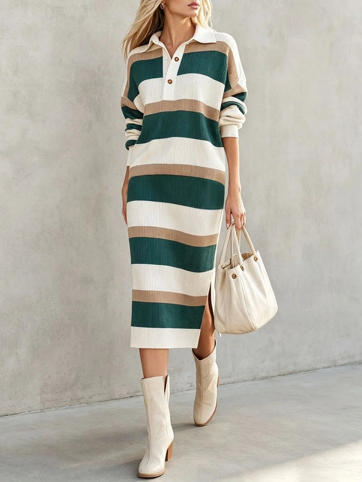 Annera Striped Polo Midi Dress