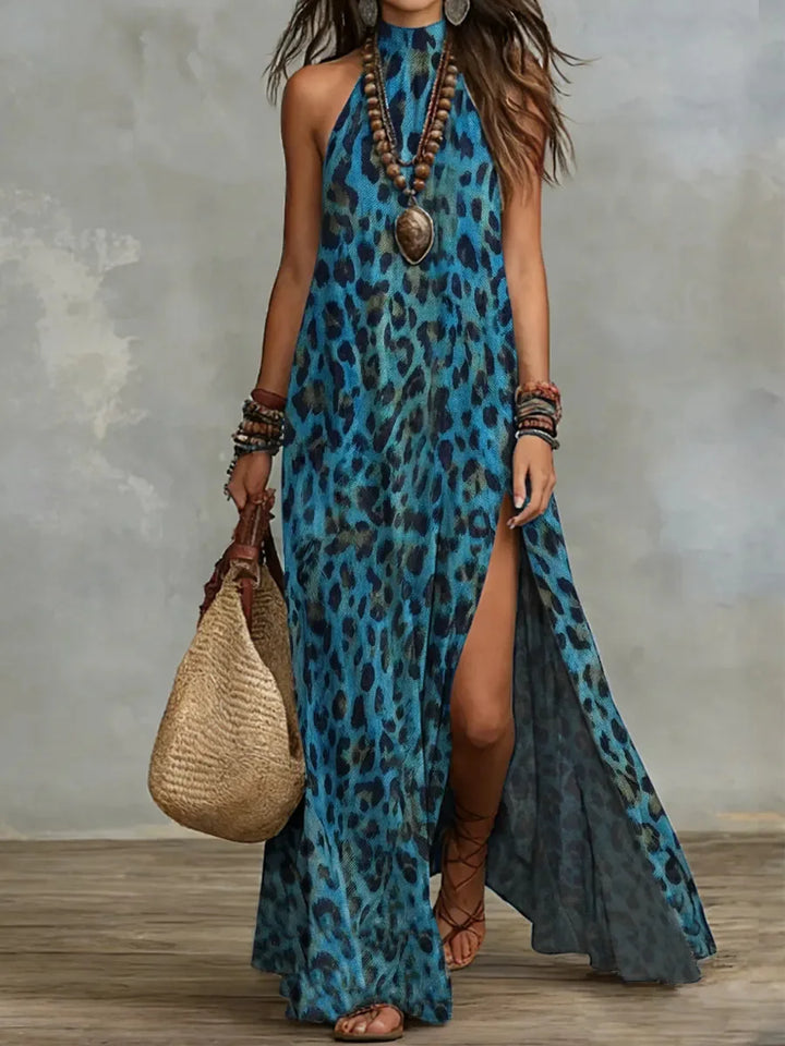 Saphine Bold Print Halter Neck Maxi Dress