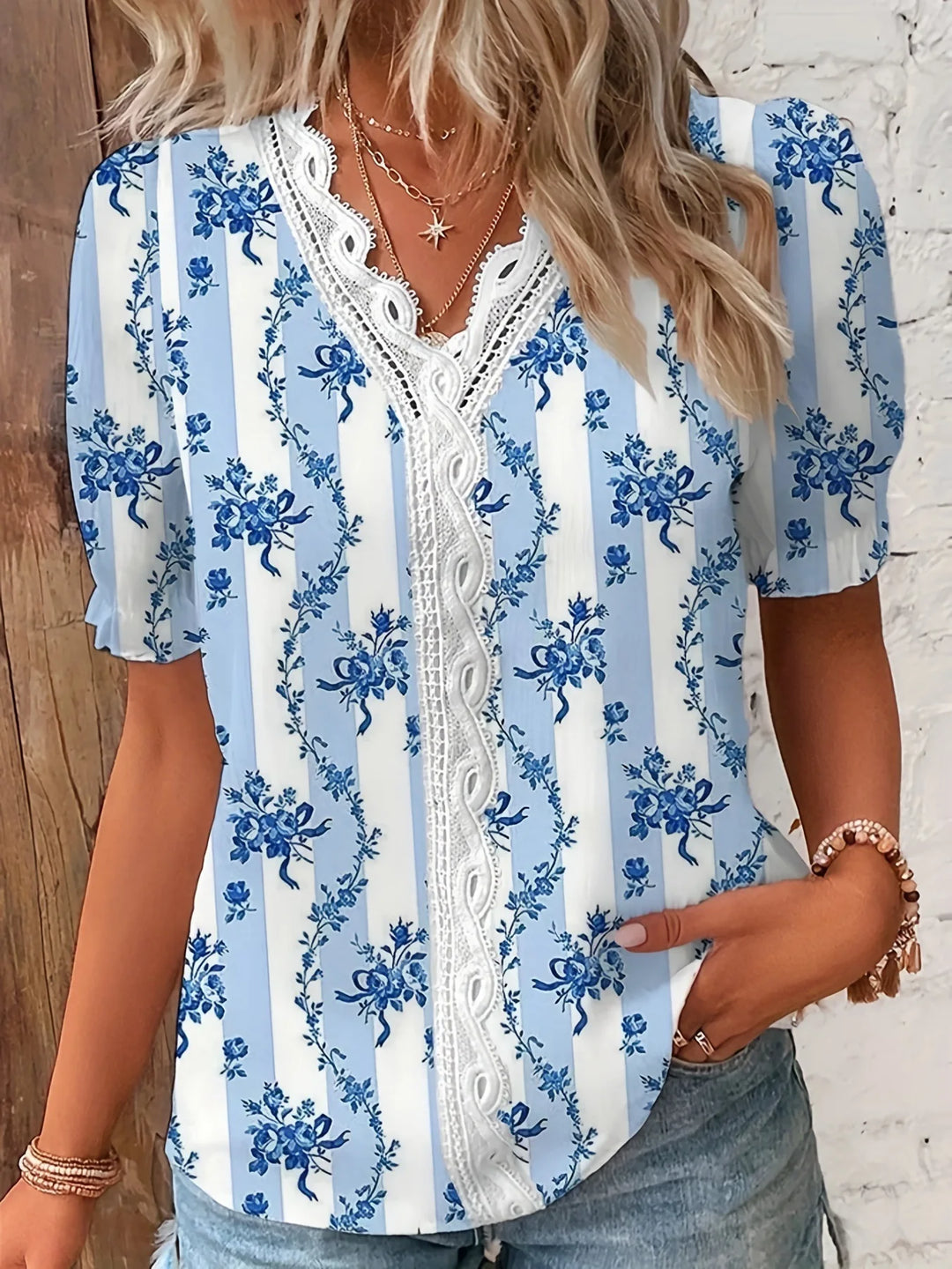 Jenna Floral V Neck Blouse