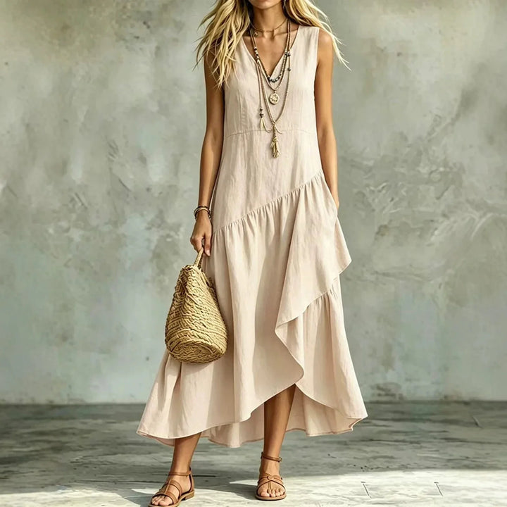 Violetta Sleeveless Ruffle Maxi Dress