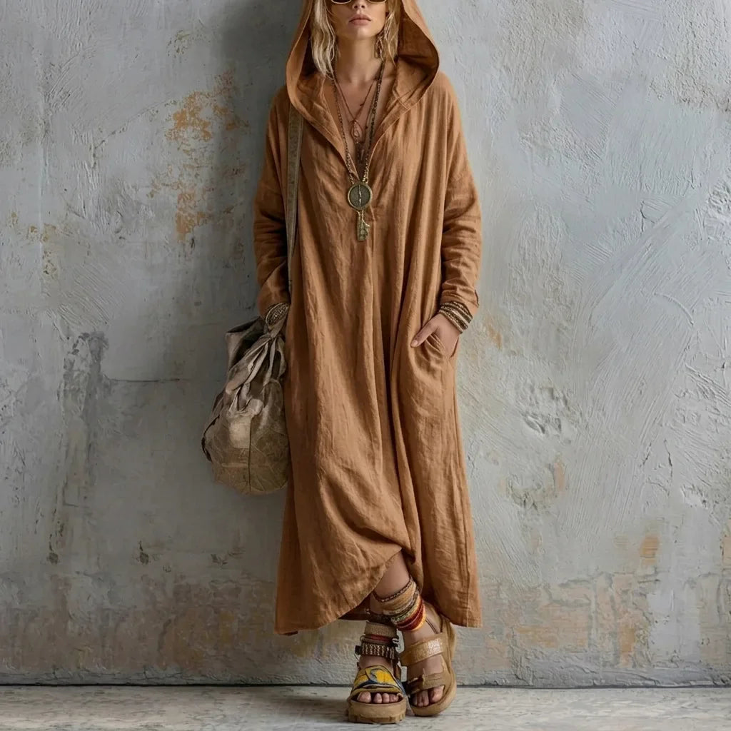 Mary Bohemian Hooded Maxi Dress