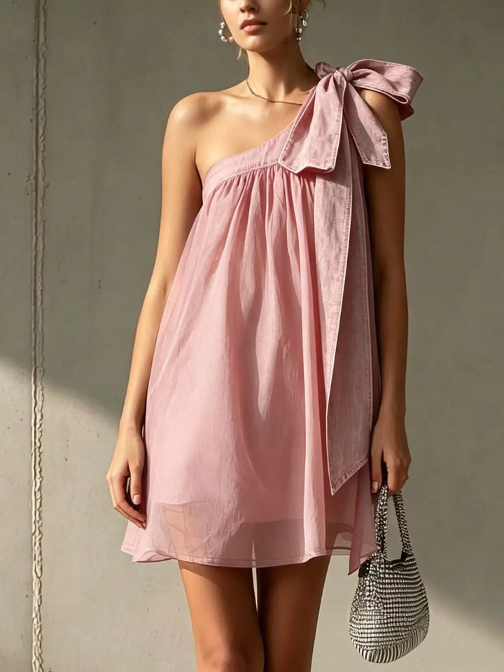 Alessa Bow Detail One Shoulder Mini Dress