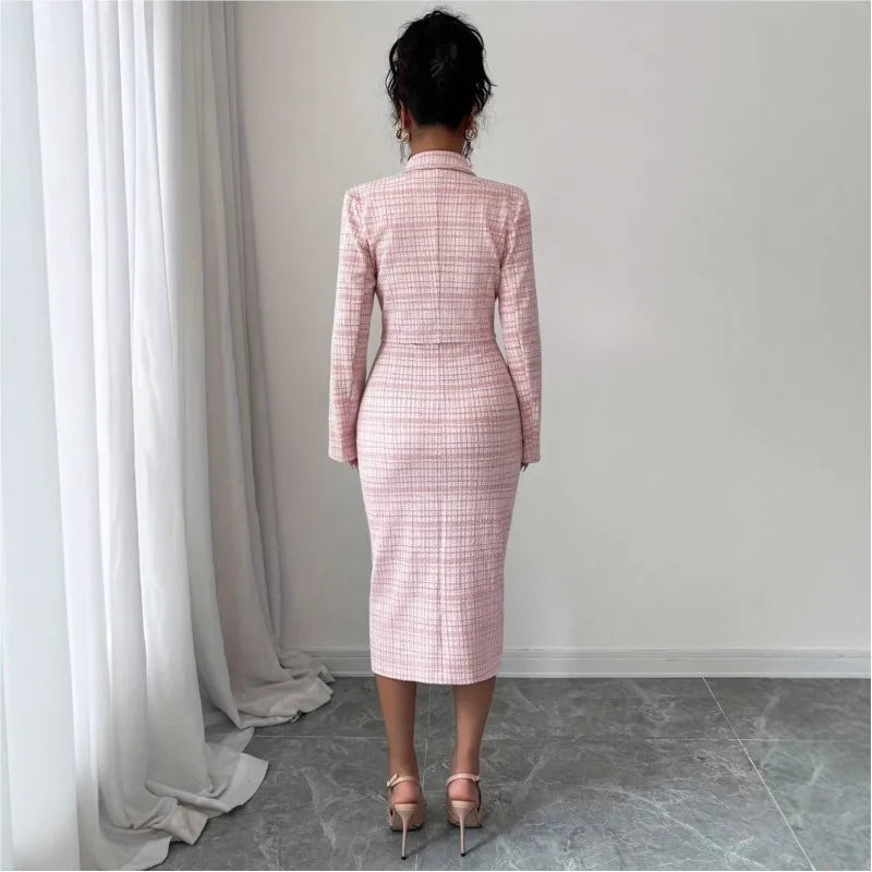 Corvina Pearl Button Sheath Dress Set