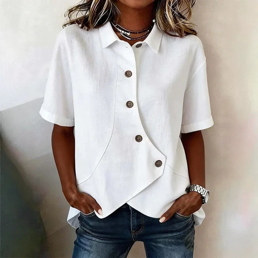 Alice Asymmetrical Button Blouse