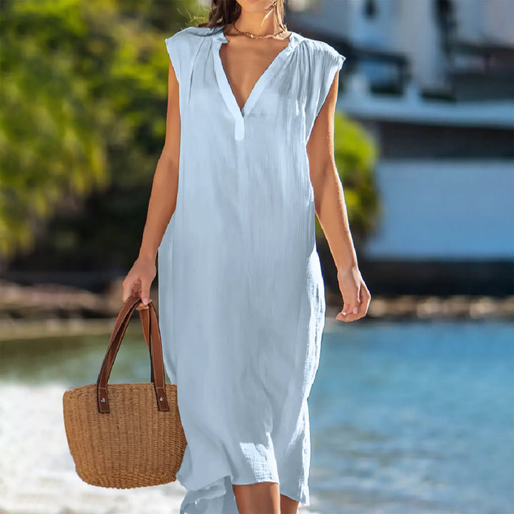 Ada Relaxed V Neck Midi Dress
