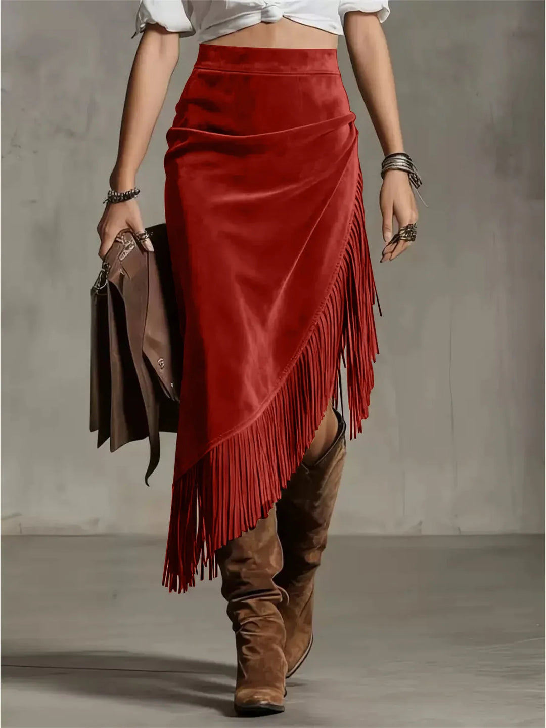 Avery Retro Suede Midi Skirt