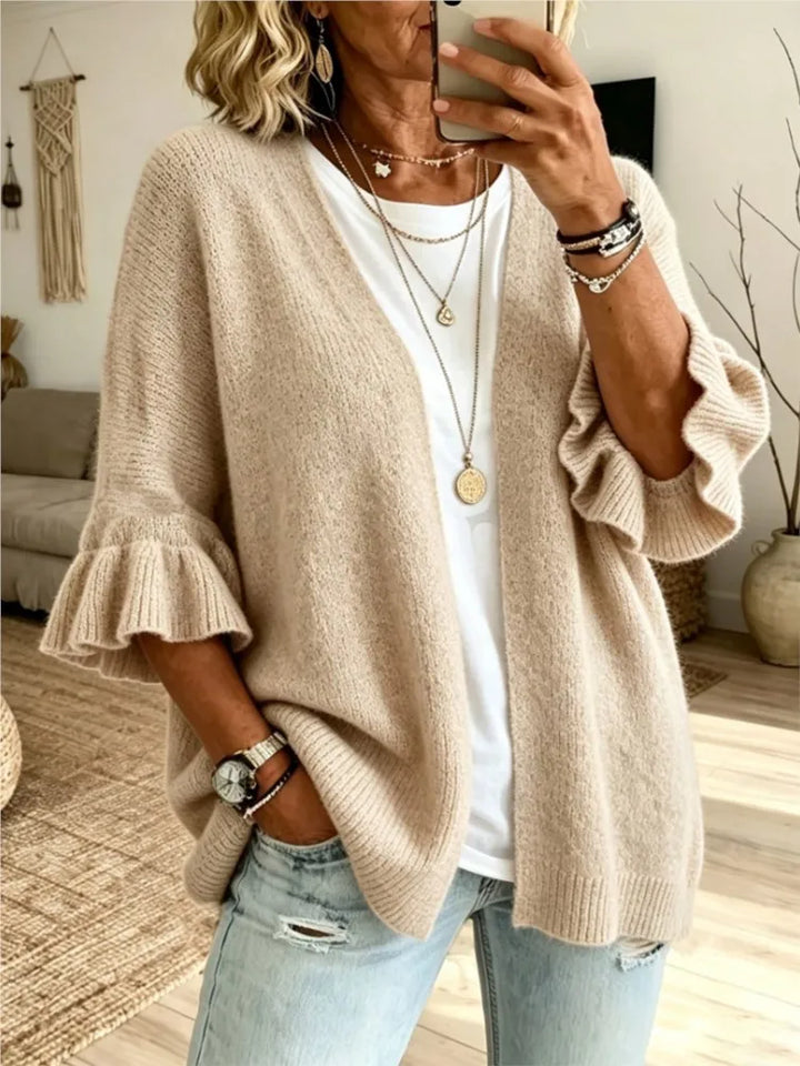 Marisenne Ruffle Sleeve Cardigan
