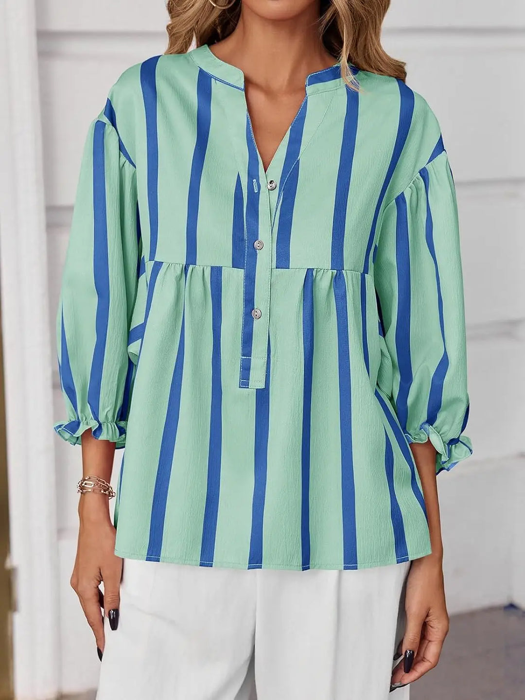 Severine Striped Bubble Blouse