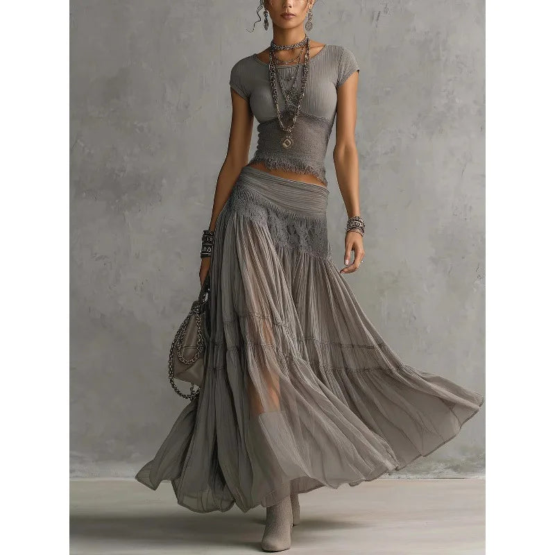 Clara Chiffon Maxi Skirt Set