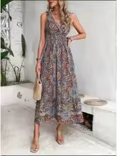 Marcella Sleeveless Bohemian Print Midi Dress