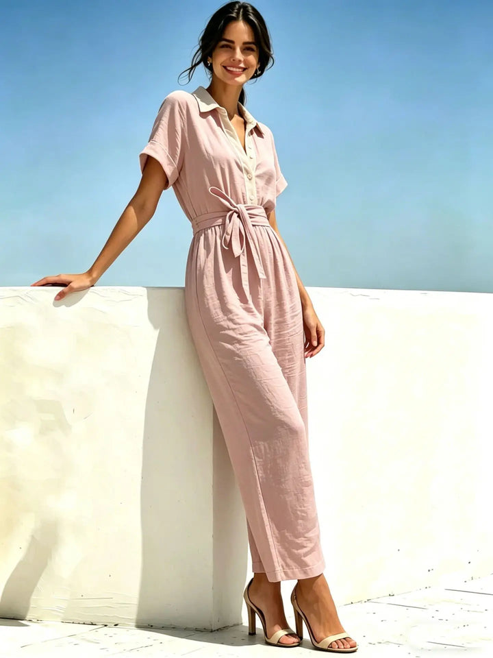 Cassandra Belted Short Sleeve Jumpsuit