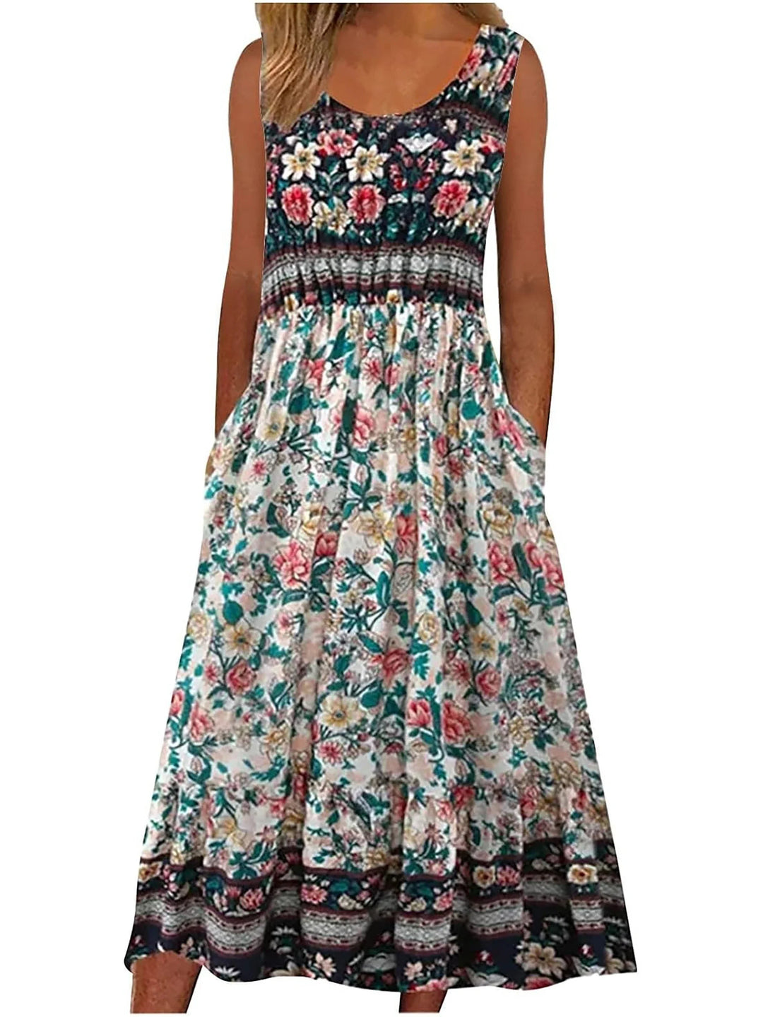 Soravie Boho Floral Midi Dress