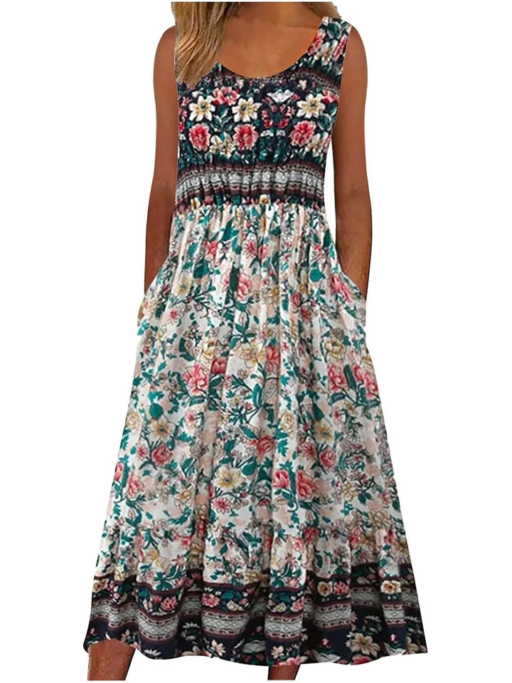 Soravie Boho Floral Midi Dress