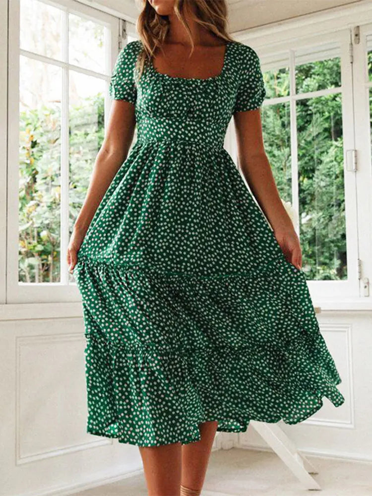 Jocelyn Floral Puff Sleeve Midi Dress
