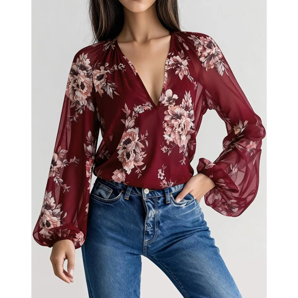 Vivian Floral Chiffon Blouse