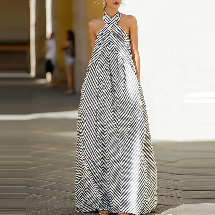 Rosina Flowy Chic Striped Long Dress