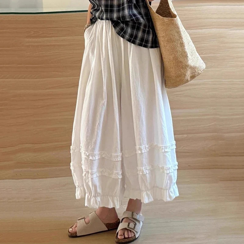 Daniella Lace Trim Wide Leg Trousers